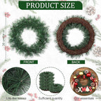 Zeyune Christmas DIY Green Wreath 14 Inch Artificial Christmas Wreaths Faux Plain Wreaths for Decorating Front Door Window Room Farmhouse Xmas Party Indoor Outdoor(Pine Needle,8 Pcs)