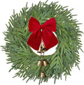 22 inch Norfolk Pine Wreath with Bow and Bell,Christmas Wreaths for Front Door,Artificial Real Touch Wreath for Door Wall Windows Mantle Outdoor Christmas Decoration