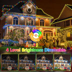 KNONEW Christmas Lights Outdoor 500 LED 197FT Green Wire Color Changing String Lights with 11 Modes & Timer Dimmable Fairy Light for Xmas Tree Roof Yard Wedding Decorations(Warm White to Multicolor)