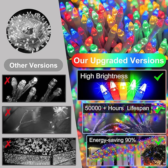 670 LED Christmas Lights Outdoor, 66ft Multicolor String Lights Indoor with 148 Drops 12 Modes, Dimmable Curtain Window Lights, Waterproof Twinkle Fairy Lights with Timer for Christmas Decorations