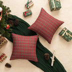 AQOTHES Pack of 2 Christmas Plaid Decorative Throw Pillow Covers Scottish Tartan Cushion Case for Farmhouse Home Holiday Decor Red and Green, 20 x 20 Inches