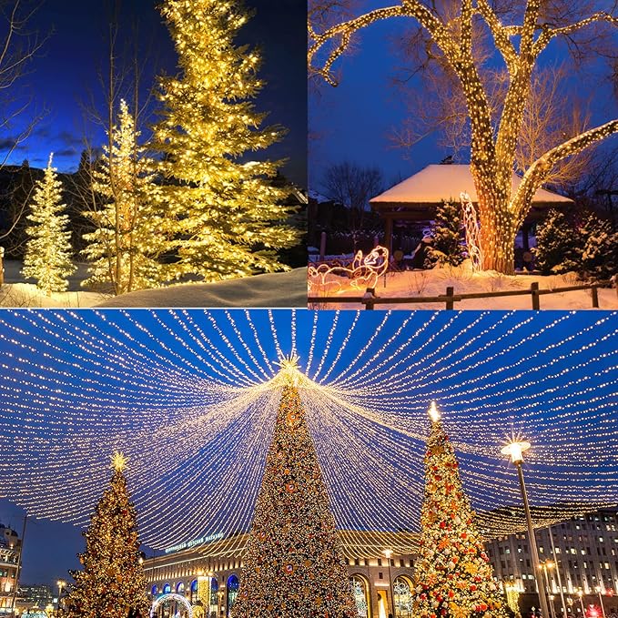 Christmas Lights Warm White, 75 Ft 200 LED Christmas String Lights Connectable, 8 Modes, Timer, Waterproof Fairy Twinkle Light for Party, Garden, Patio, Home, Wedings, Holiday, Xmas Tree Decorations