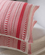 Cethom Christmas Pillow Covers 18x18 Inch Set of 2, Farmhouse Boho Christmas Decoration Couch Pillow Cases, Red Accent Pillows of Bed, Sofa Bedroom Living Room Home Decor Cushion Cover
