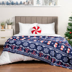 PAVILIA Christmas Snowman Throw Blanket | Blue Holiday Christmas Fleece Blanket | Soft, Plush, Warm Winter Cabin Throw, 50x60 (Blue Christmas)