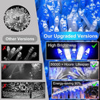 670 LED Christmas Lights Outdoor, 66ft Blue & White String Lights Indoor with 148 Drops 12 Modes, Dimmable Curtain Window Lights, Waterproof Twinkle Fairy Lights with Timer for Christmas Decorations