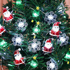 Christmas Lights Santa Snowflake Christmas Tree String Lights, 30 LEDs 10ft Battery Powered, Christmas Decorations Xmas Fairy Lights for Wreath Window Fireplace Tree Poster Board Home Decor