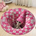 Fantasy Dragon 3D Printed Round Rug Library Dragon Hole Illusion Floor Mat Mystic Gothic Home Decor Round Carpet