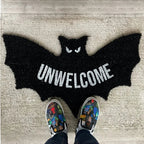 VIKAMA Halloween Shape Decorative Carpet Black Bat Doormat Gothic Entrance Mat Washable Stain-Resistant Carpet Outdoor Carpet