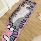 Vikama Cat Long Carpet Funny Fluffy Bedside Rugs Floor Mat Living Room Children's Room Rug Washable Non-Slip Mat Home Decoration