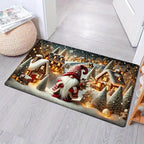 VIKAMA Christmas Elf Snowflake Doormat Anti-Slip, Insulated, Warm Bathroom Mat Bedroom Entrance Rug Bedside Carpet Home Decor
