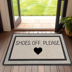 VIKAMA SHOES OFF PLEASE Printed Rug, Dirt-Resistant and Easy-Clean Entrance Mat for Hallways and Bedroom Doorways Home Decor