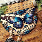 VIKAMA Butterfly Pattern Welcome Door Mat Semi-Circular Anti-Slip Entrance Mat Kitchen And Bedroom Carpet Home Decoration