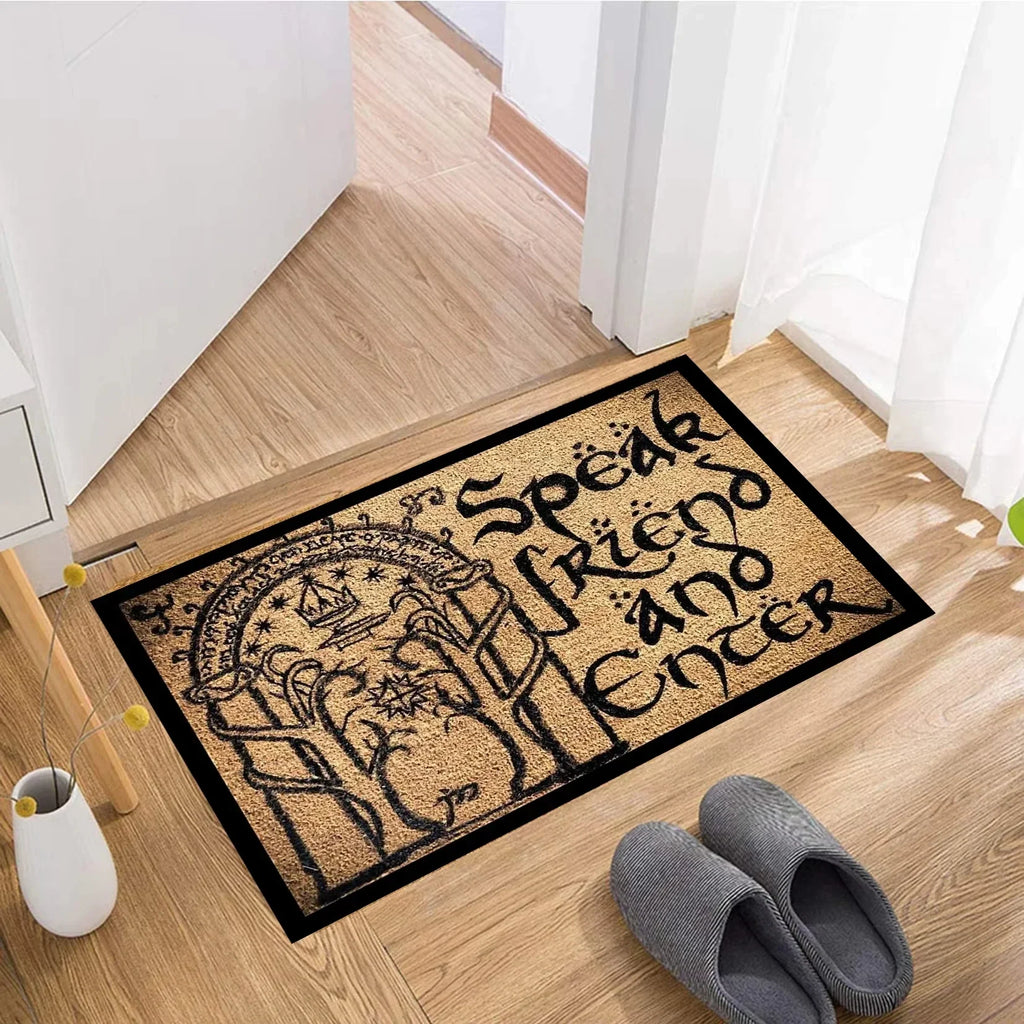 VIKAMA Middle Earth The Lord Of The Rings Printed Rug Entrance Doormat Hallway Foot Mat Fantasy Themed Decorative Rug