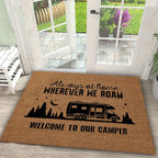 RV Camping Printed Carpet Happy Campers Decorate Door Mats Kitchen Bedroom Living Room Porch Entrance Non Slip Rug