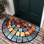 VIKAMA Butterfly Pattern Welcome Door Mat Semi-Circular Anti-Slip Entrance Mat Kitchen And Bedroom Carpet Home Decoration