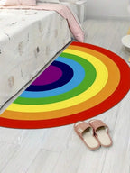 VIKAMA Rainbow Half-Circle Carpet Cooling Water-Repellent Bedside Rug Room Entrance Mat Indoor/Outdoor Floor Mat Home Decor