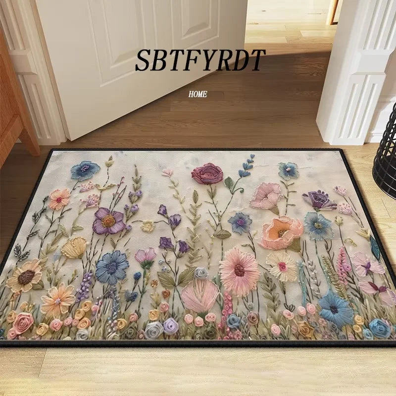VIKAMA Beautiful Flower Mat Door Mat Outdoor Carpet Welcome Mat Soft Living Room Carpet Rug For Bedroom Soft Home Decoration