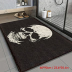 VIKAMA Halloween Horror Skull Carpet Door Mat Living Room Carpet Rug For Bedroom Black Floor Mat Anti-Fouling Dirt-Resistant