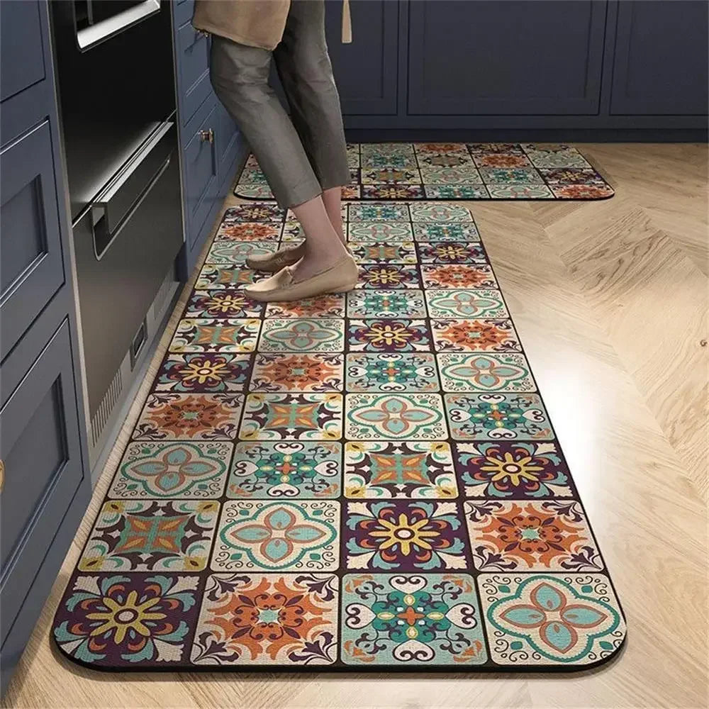 VIKAMA 1/2pcs Kitchen Floor Mat, Anti-Slip And Easy To Maintain, Home Decoration, Entrance Porch Carpet, Living Room Floor Mat