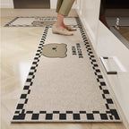 VIKAMA 1/2PC Cartoon Easy To Manage Kitchen Floor Mat Home Long Crystal Velvet Carpet Dirt Resistant and Non-Slip Floor Mat