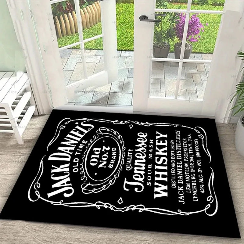 Fender Logo Carpet - Black White Guitar Rug Music Room Decor Doormat for Musician Home Studio Entryway Mat Easy To Clean Fashion